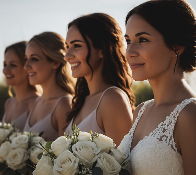 Bride with bridesmaids.