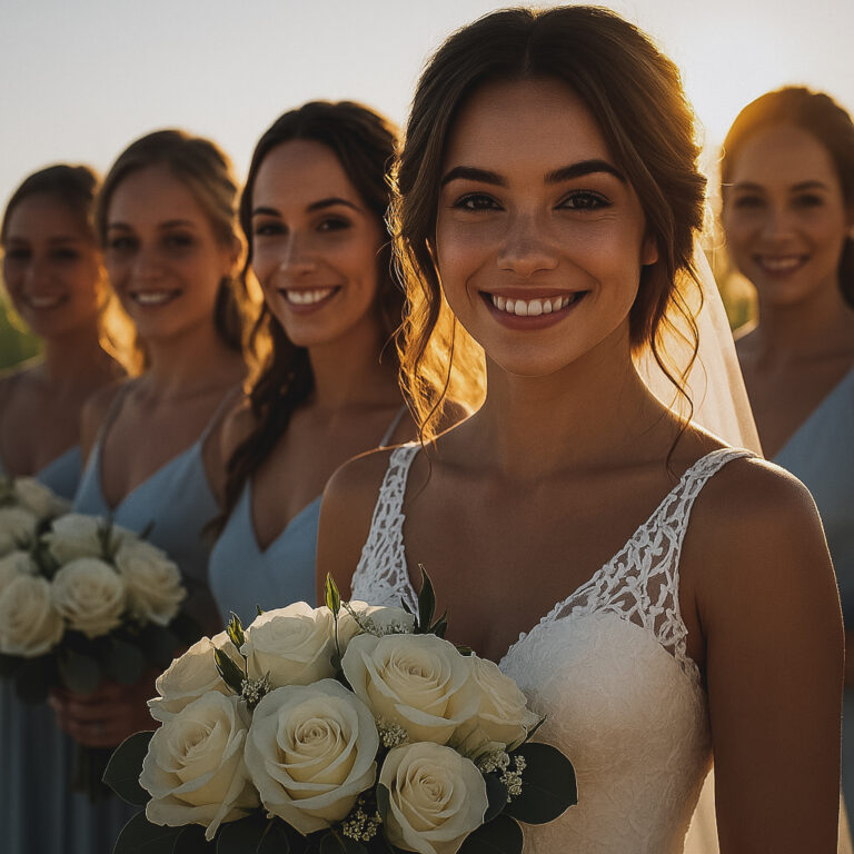Bride with bridesmaids.